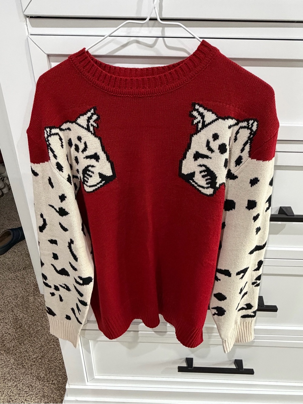 SHEIN Woman’s Red Animal-Graphic Crewneck Sweater 1XL